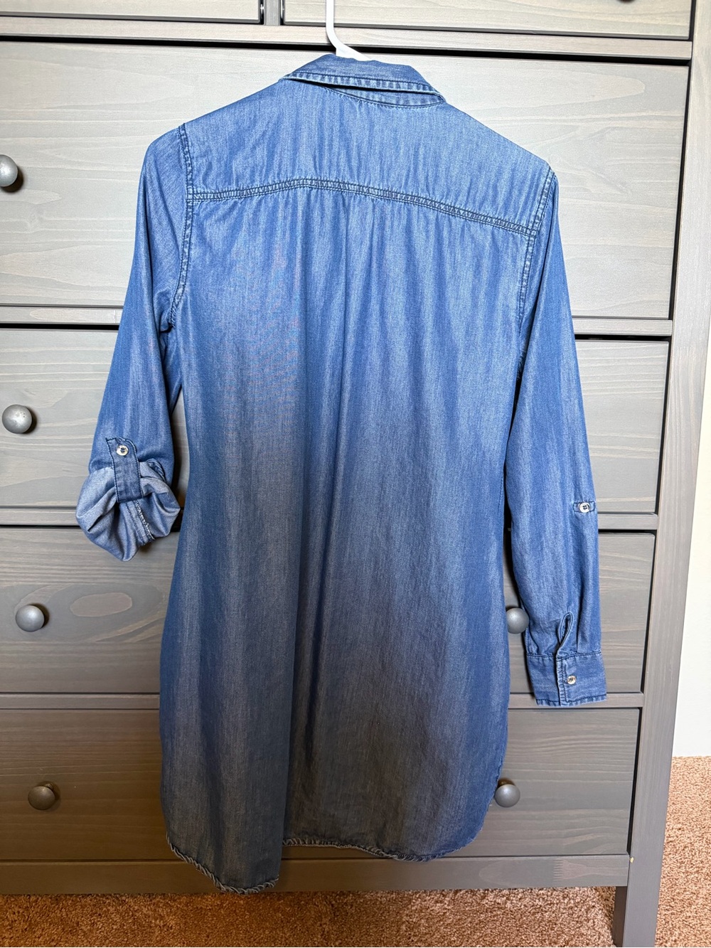 Guess Blue Chambray Button-Front Mini Dress - Picture 7 of 9